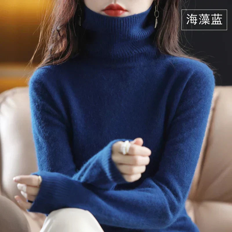 Women's Cashmere Turtleneck Jumper | 100% Cashmere, Fitted Silhouette, Long Sleeves | 16 Colours, XXS to XL