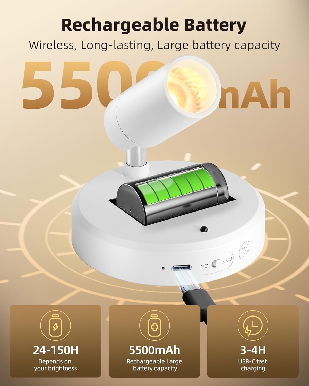Wireless Accent Spotlight | Rechargeable RGB LED Art Light, 5500mAh | Remote & Touch, Magnetic Mount, 1, 2 or 4