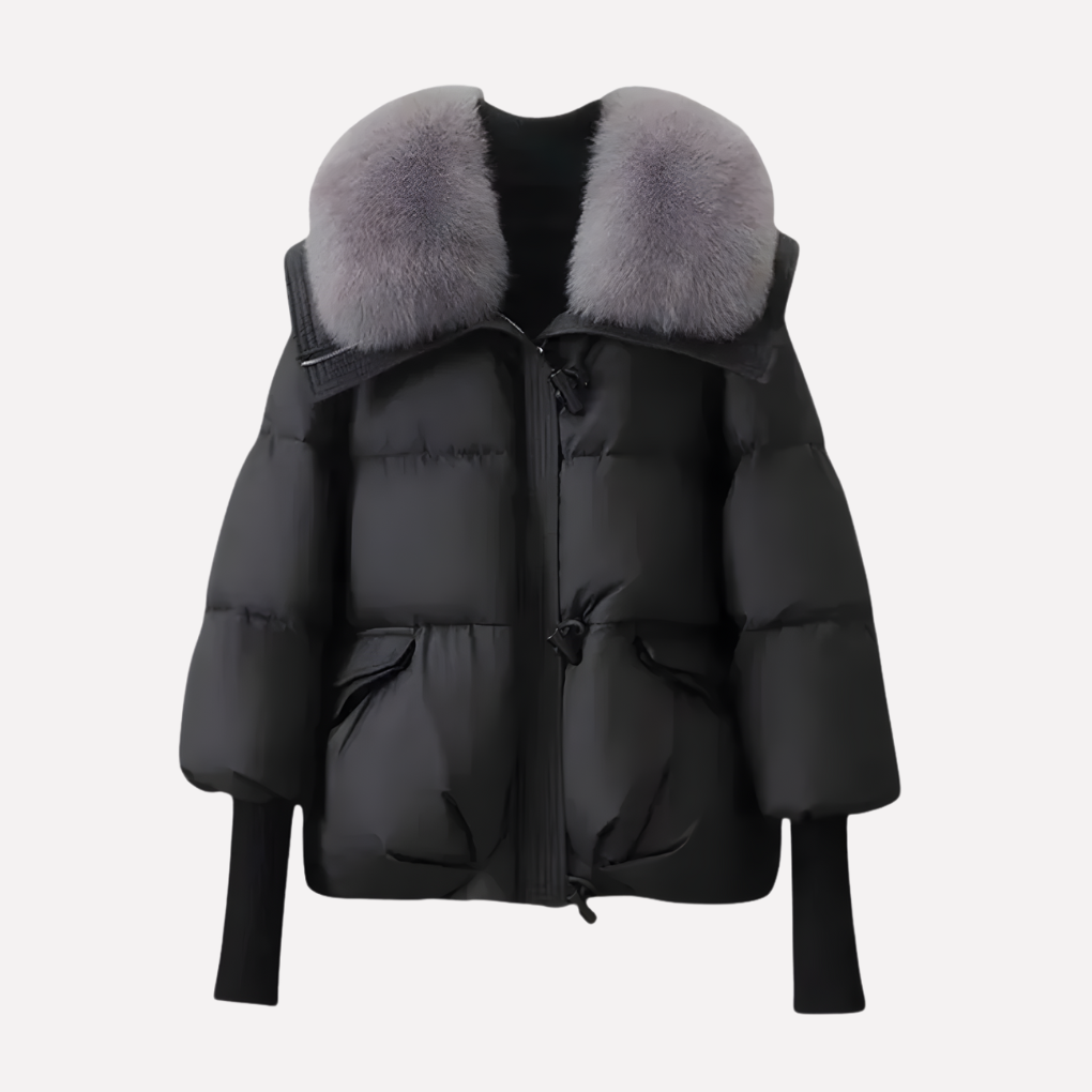 Women's Puffer Jacket | Quilted with Detachable Faux Fur Collar, Ribbed Cuffs, Side Pockets | 3 Colours, S to XL