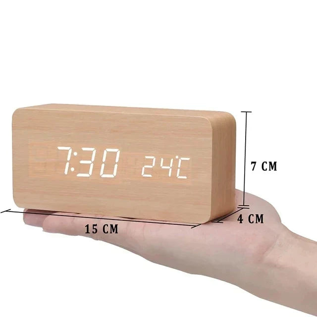 LED Alarm Clock | Voice-Controlled Wood-Effect Design