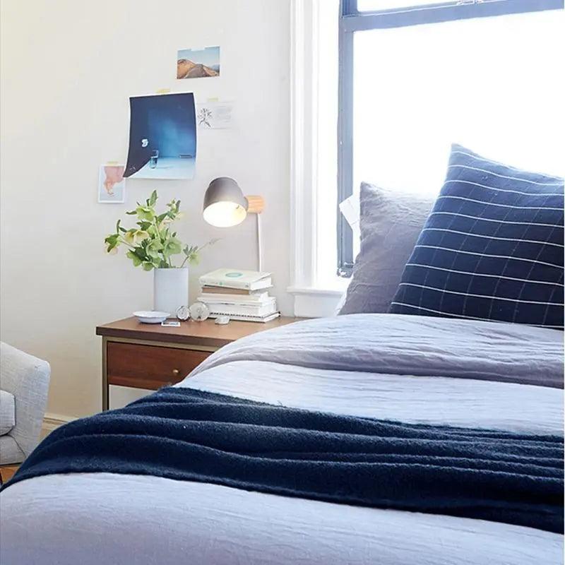 Plug-In Wall Sconce | Metal Bell Shade on a Natural Wood Base | No Hardwiring, White, Black or Gray