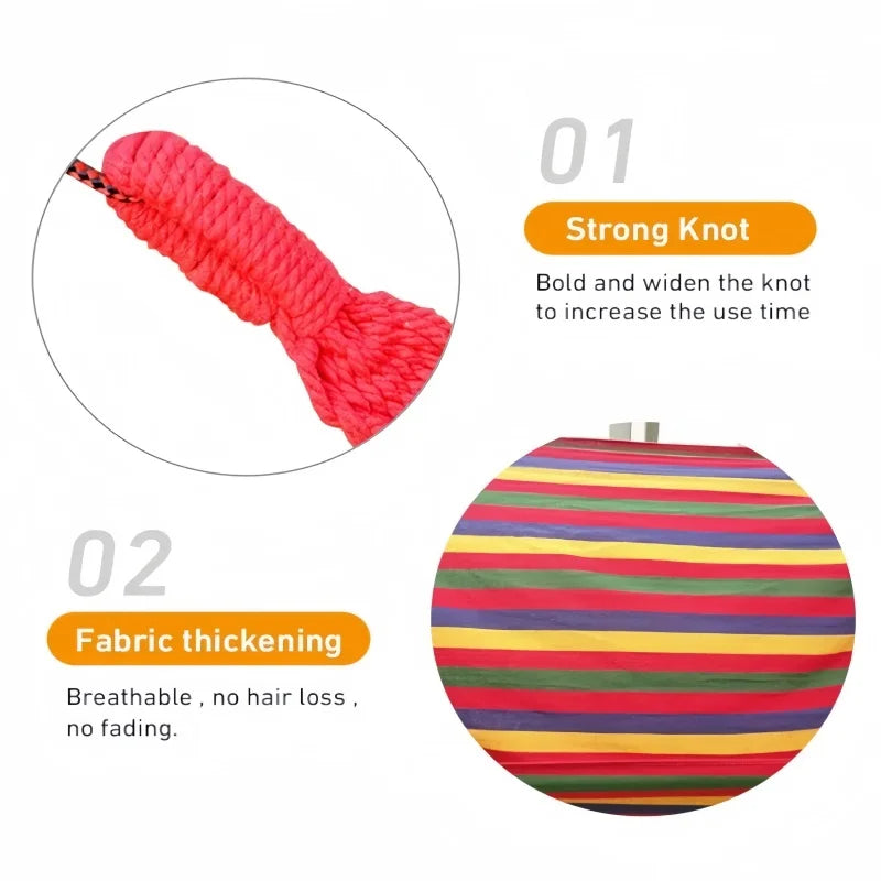 Canvas Hammock | Double Size Striped Cotton Fabric – Indoor & Outdoor Use
