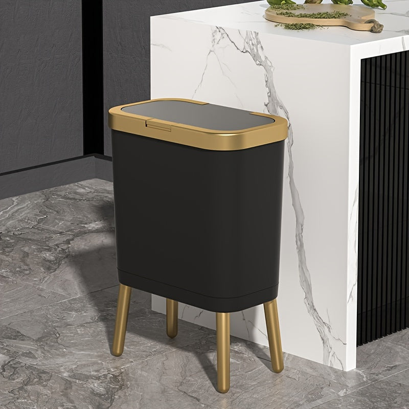 Odour-Sealing Trash Can 15L | Modern Slim Design with Elevated Legs