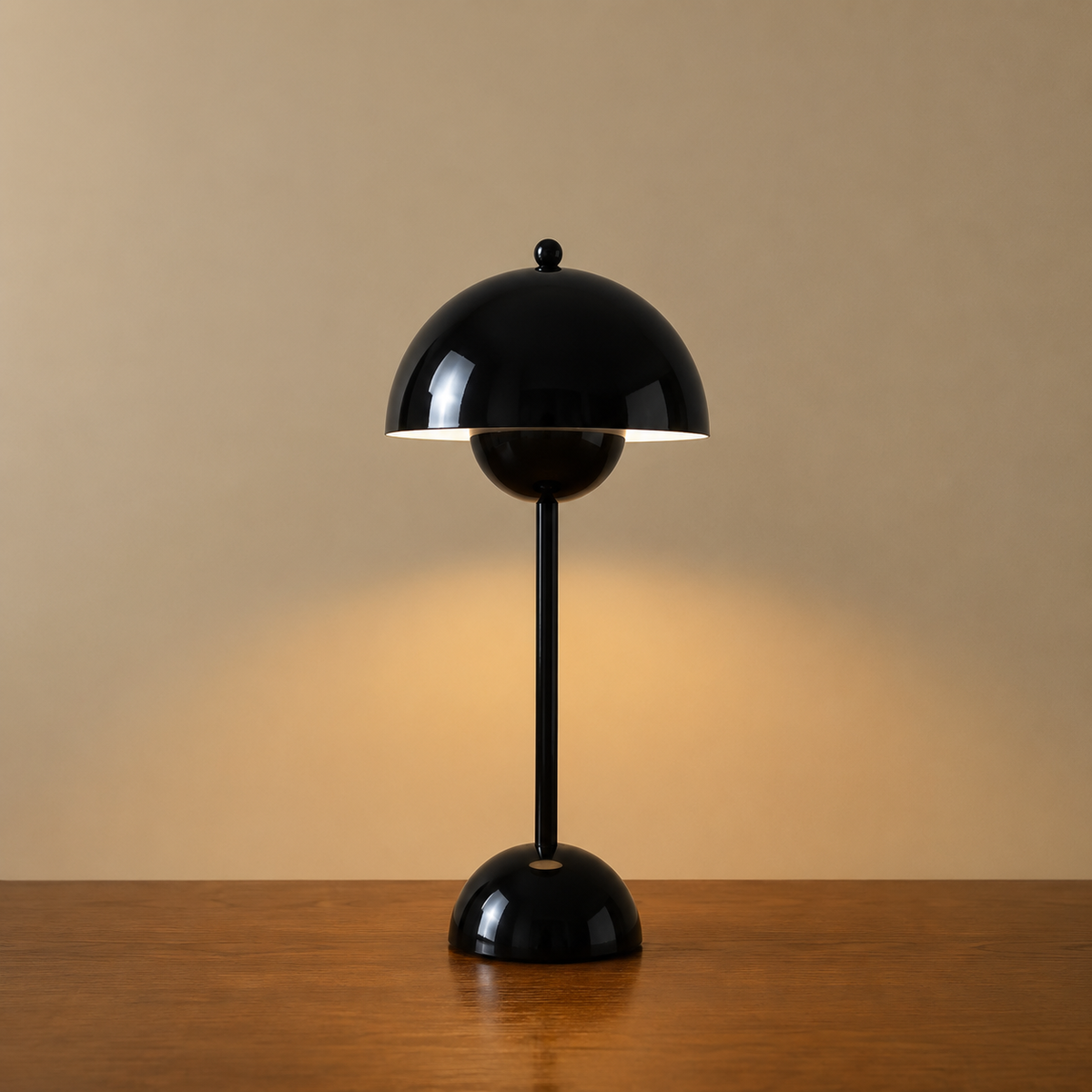 Cordless Dome Table Lamp | Metal Mushroom Lamp with 1200mAh Battery | Touch Dimming, 3 Light Colors, 3 Finishes