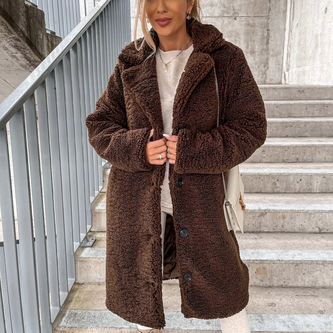 Women's Oversized Teddy Coat | Soft Teddy Fabric with Button Front, Long Length | 4 Colours, S to 5XL