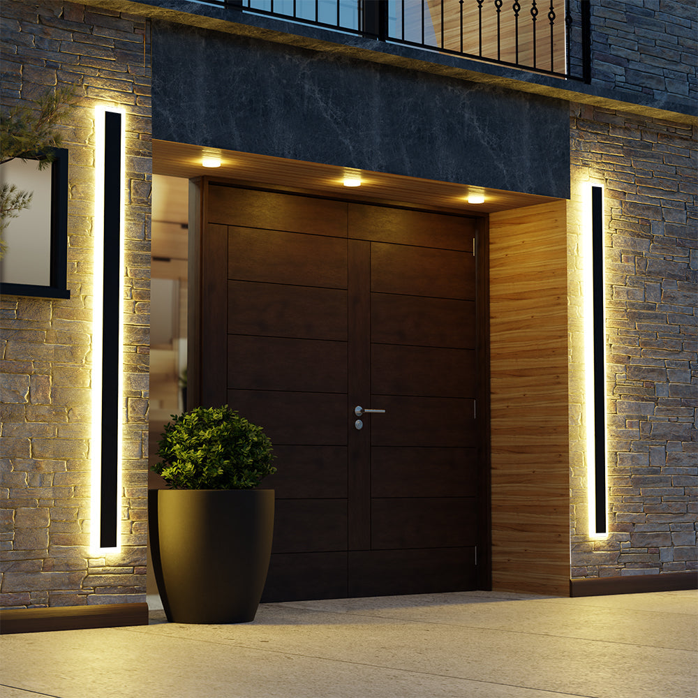 Linear Outdoor Wall Light | IP65 Waterproof LED Bar in Metal and Acrylic | 11.8 to 59 in Hardwired Sconce