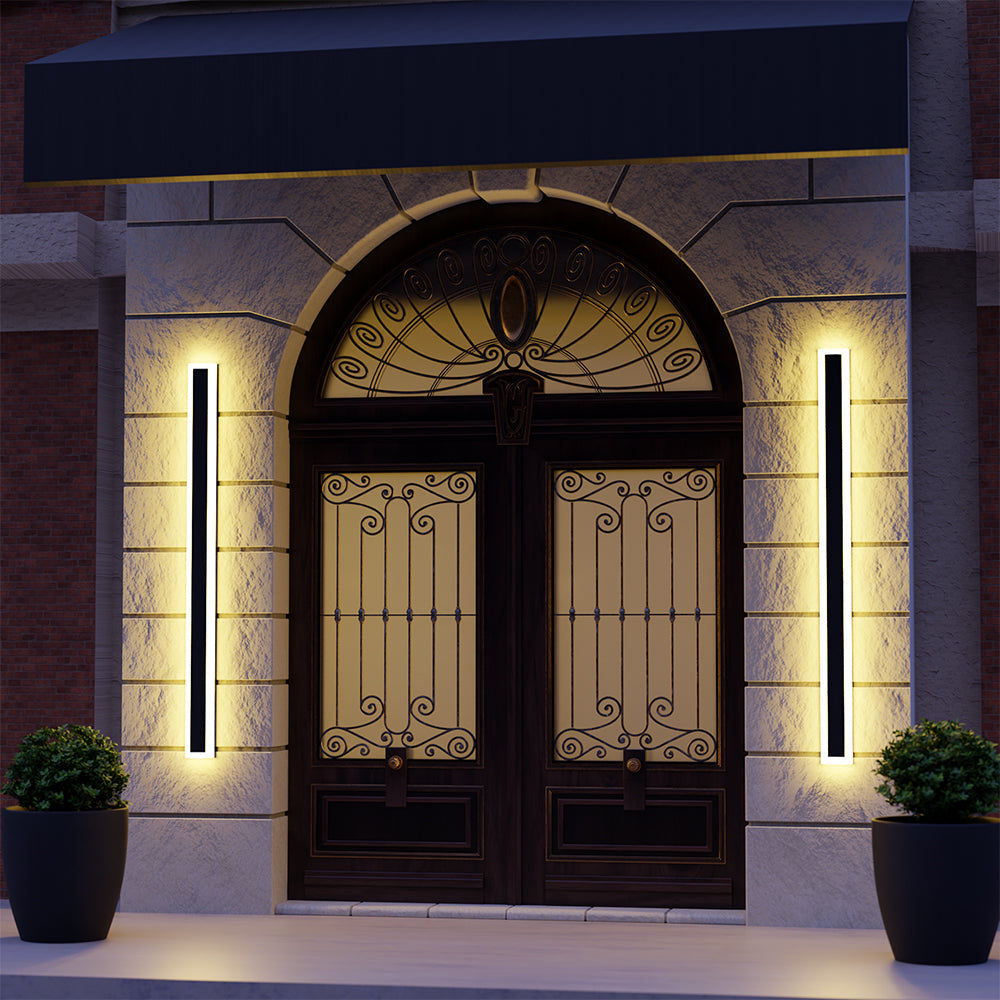Linear Outdoor Wall Light | IP65 Waterproof LED Bar in Metal and Acrylic | 11.8 to 59 in Hardwired Sconce