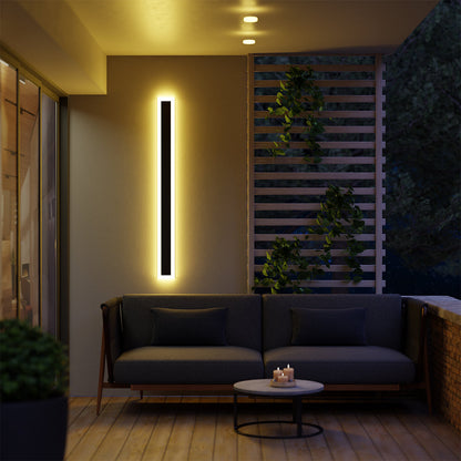 Linear Outdoor Wall Light | IP65 Waterproof LED Bar in Metal and Acrylic | 11.8 to 59 in Hardwired Sconce