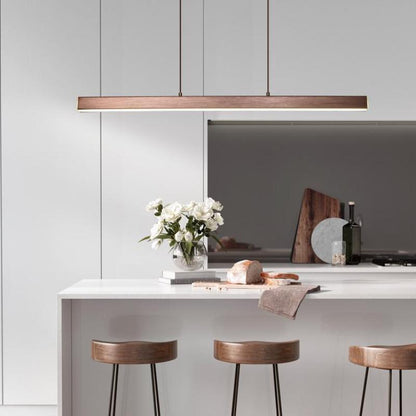 Linear LED Pendant Light | Black or Brown Metal and Acrylic Bar, 31.5 to 59 in | Adjustable Hanging, Dining Room