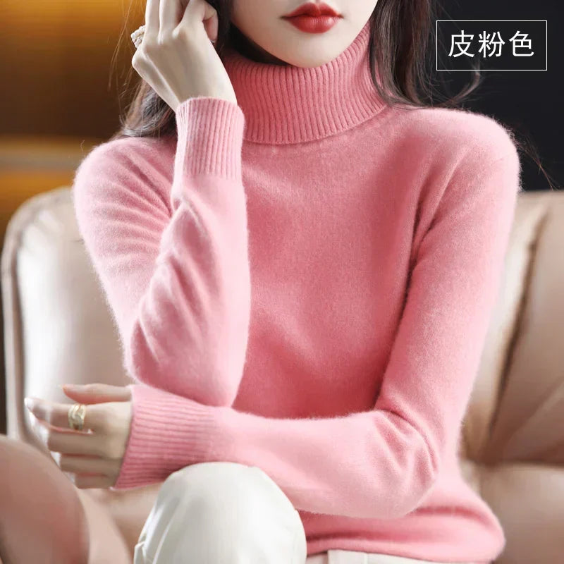 Women's Cashmere Turtleneck Jumper | 100% Cashmere, Fitted Silhouette, Long Sleeves | 16 Colours, XXS to XL