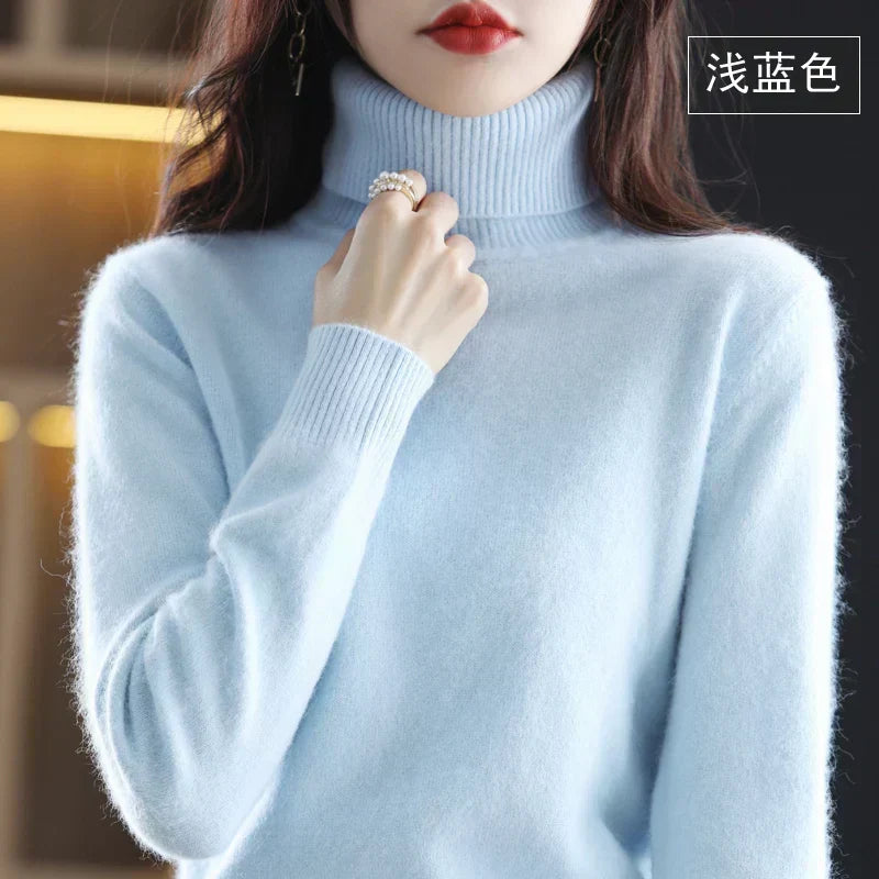 Women's Cashmere Turtleneck Jumper | 100% Cashmere, Fitted Silhouette, Long Sleeves | 16 Colours, XXS to XL