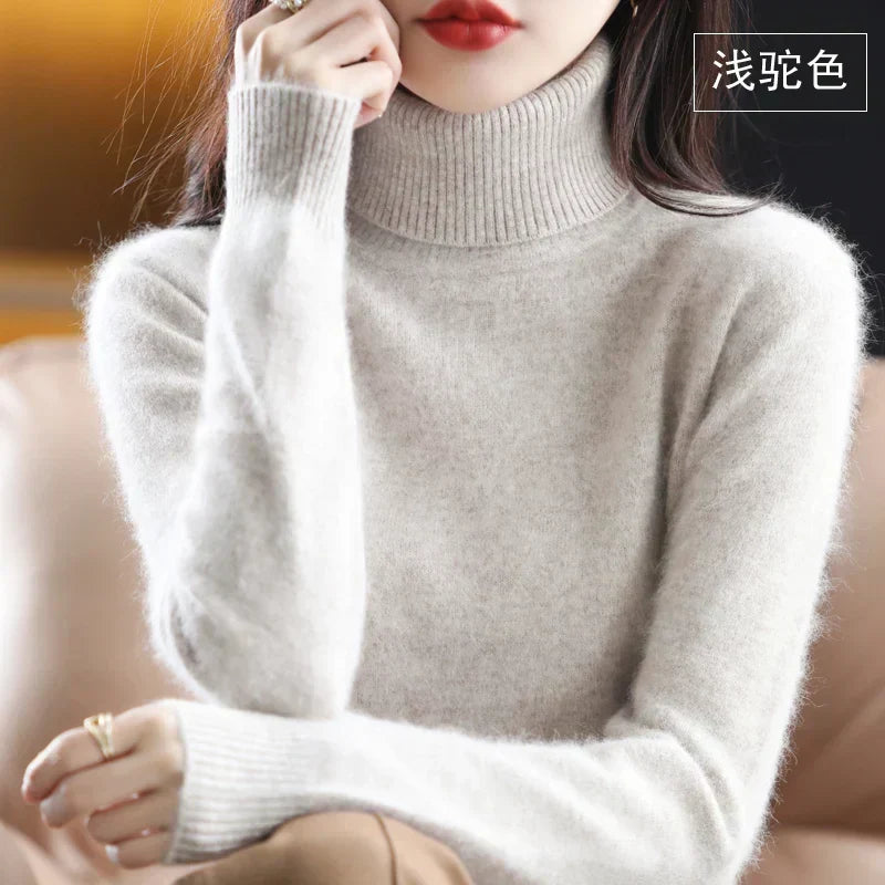 Women's Cashmere Turtleneck Jumper | 100% Cashmere, Fitted Silhouette, Long Sleeves | 16 Colours, XXS to XL