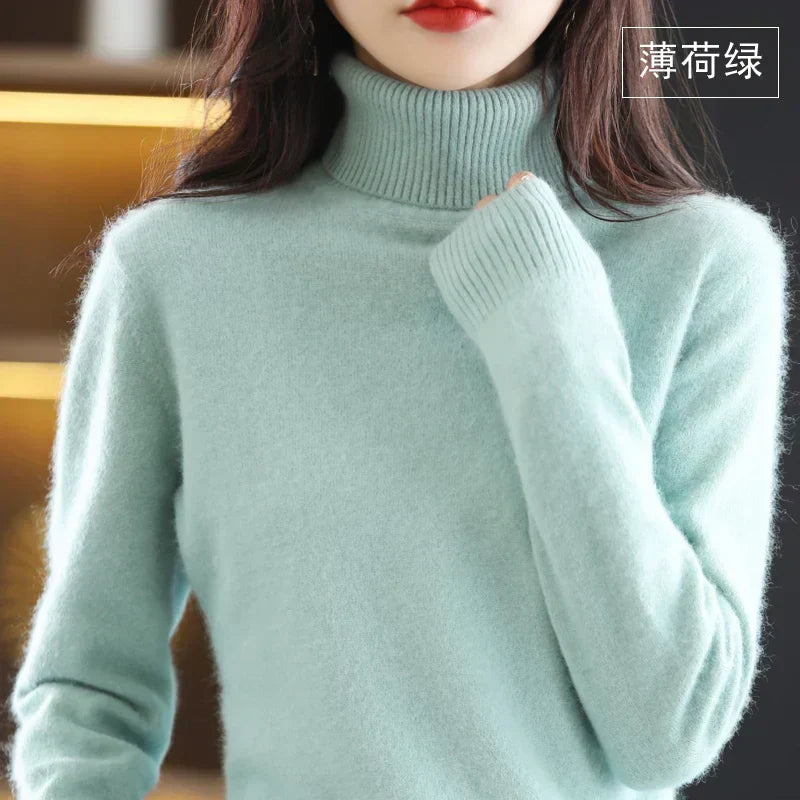 Women's Cashmere Turtleneck Jumper | 100% Cashmere, Fitted Silhouette, Long Sleeves | 16 Colours, XXS to XL