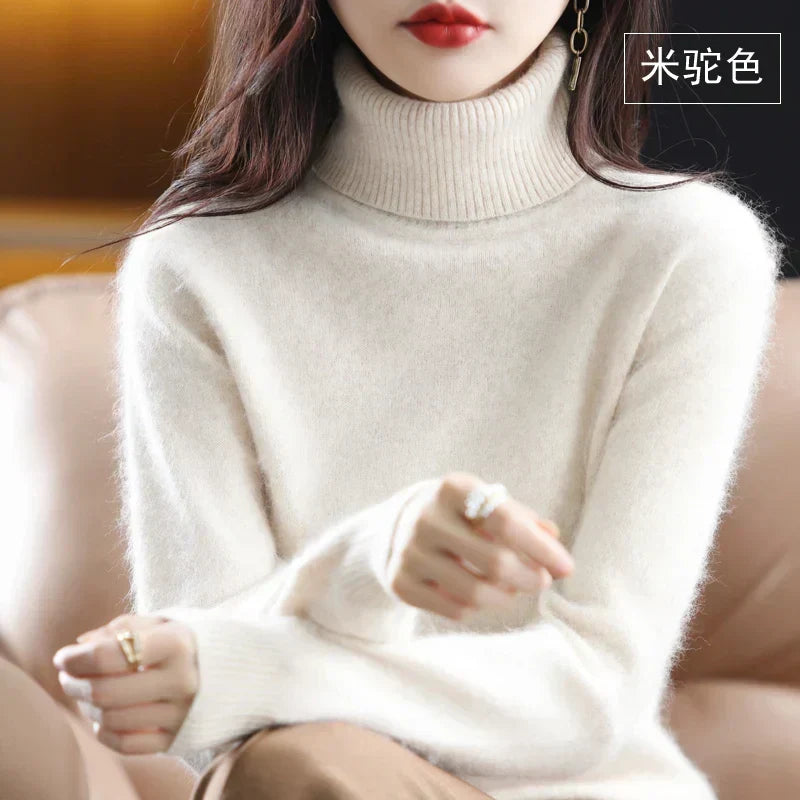 Women's Cashmere Turtleneck Jumper | 100% Cashmere, Fitted Silhouette, Long Sleeves | 16 Colours, XXS to XL
