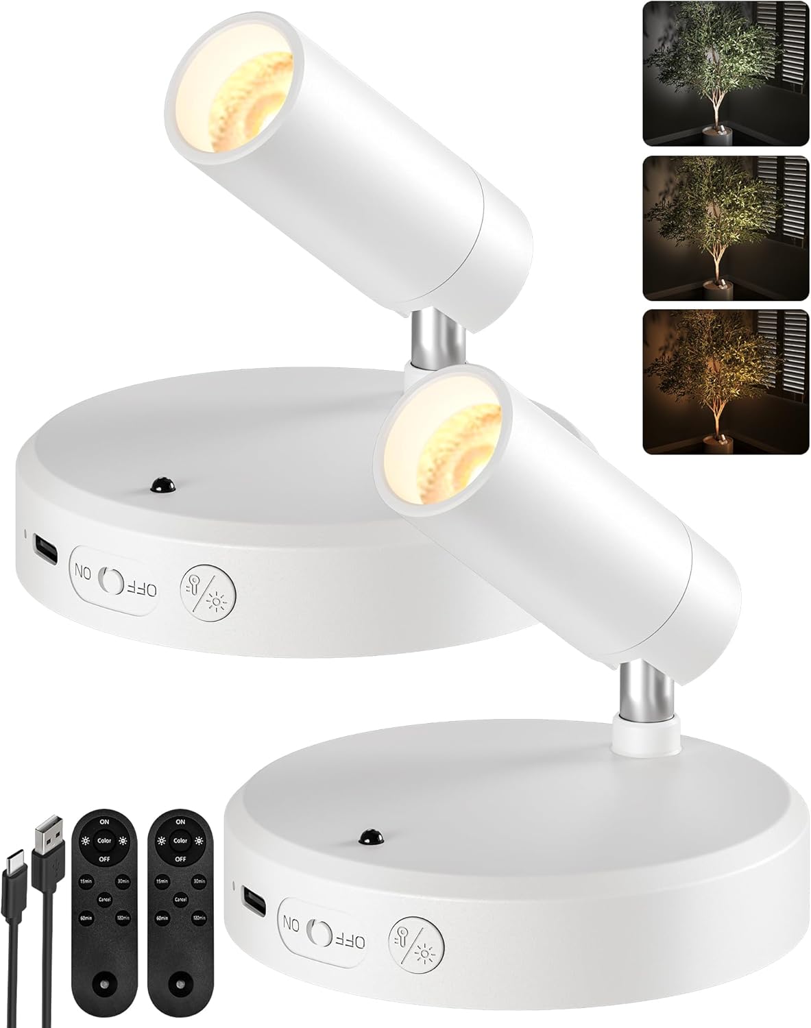Wireless Accent Spotlight | Rechargeable RGB LED Art Light, 5500mAh | Remote & Touch, Magnetic Mount, 1, 2 or 4