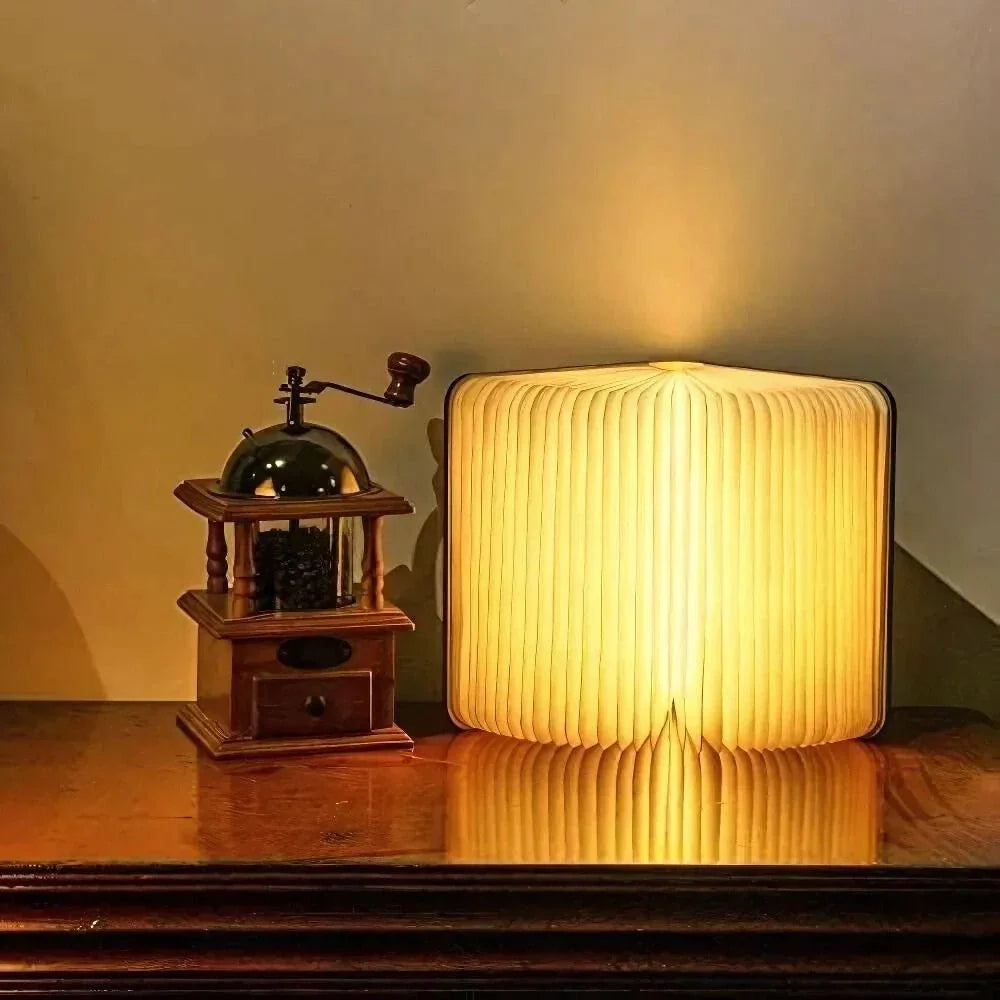 Portable Table Lamp | 360° Foldable Design, USB Rechargeable, Eco-Friendly Wood