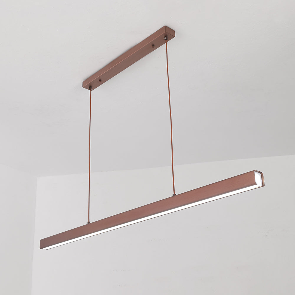 Linear LED Pendant Light | Black or Brown Metal and Acrylic Bar, 31.5 to 59 in | Adjustable Hanging, Dining Room