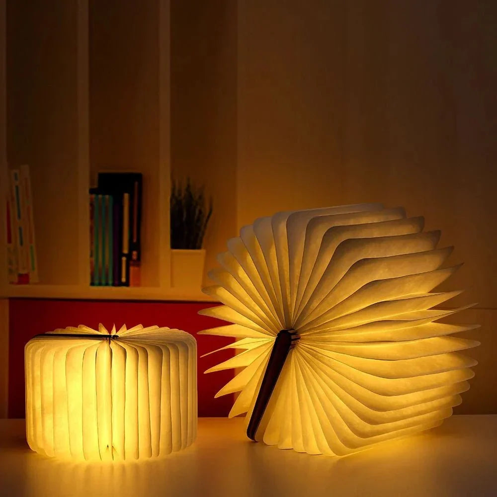 Portable Table Lamp | 360° Foldable Design, USB Rechargeable, Eco-Friendly Wood