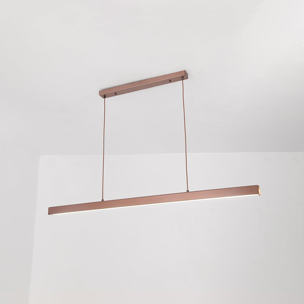 Linear LED Pendant Light | Black or Brown Metal and Acrylic Bar, 31.5 to 59 in | Adjustable Hanging, Dining Room