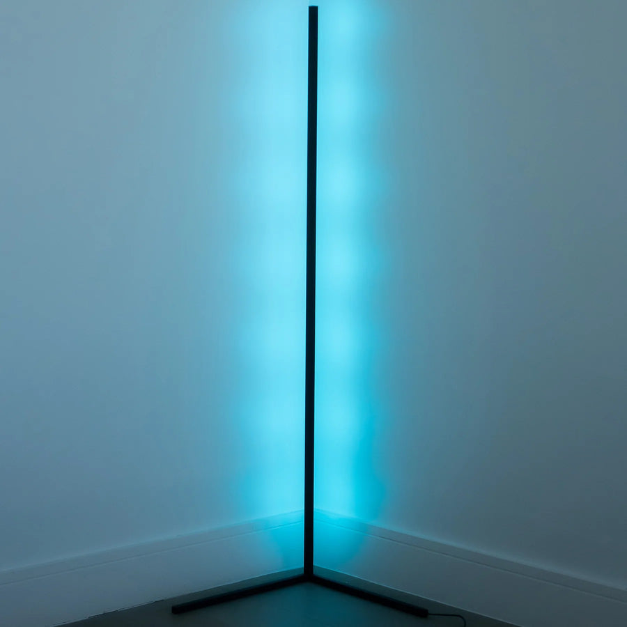 LED Corner Floor Lamp | 56 or 63 in Aluminum Light Bar, RGB or Tunable White | Remote Dimming, Black or White