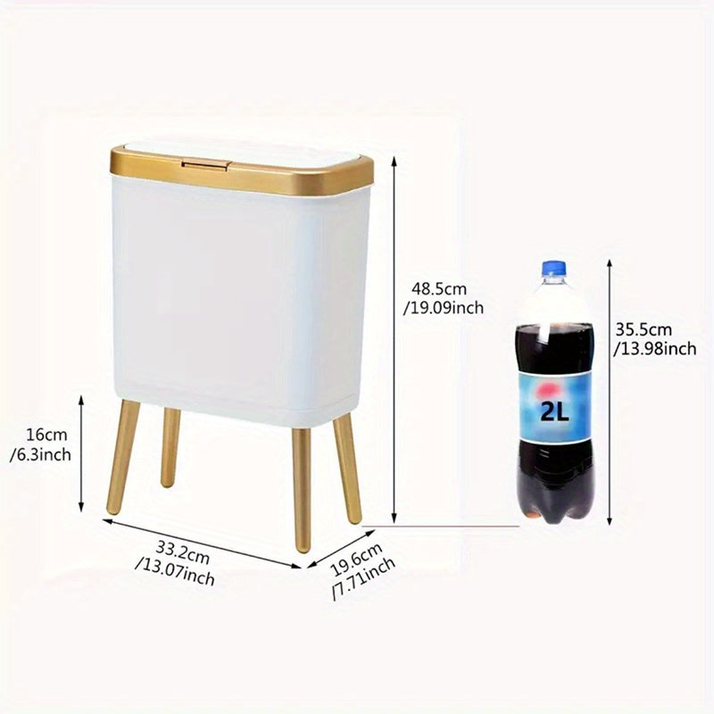 Odour-Sealing Trash Can 15L | Modern Slim Design with Elevated Legs