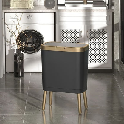 Odour-Sealing Trash Can 15L | Modern Slim Design with Elevated Legs