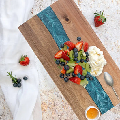 Resin River Cutting Board | Durable Acacia Wood Charcuterie Board
