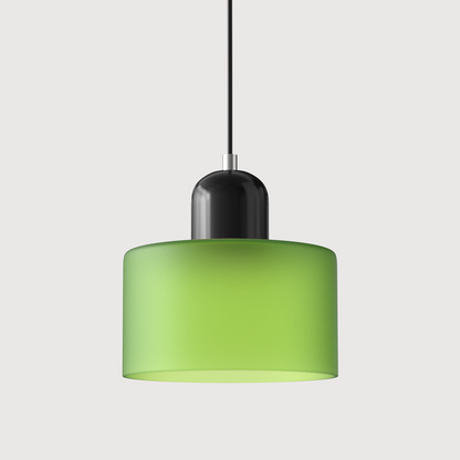 Colored Glass Drum Pendant Light | 5.9 in Bauhaus Shade with Contrast Cap | 36 Color Combos, Adjustable Cord