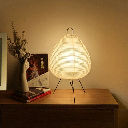 Japanese Rice Paper Table Lamp | Minimalist Metal Base