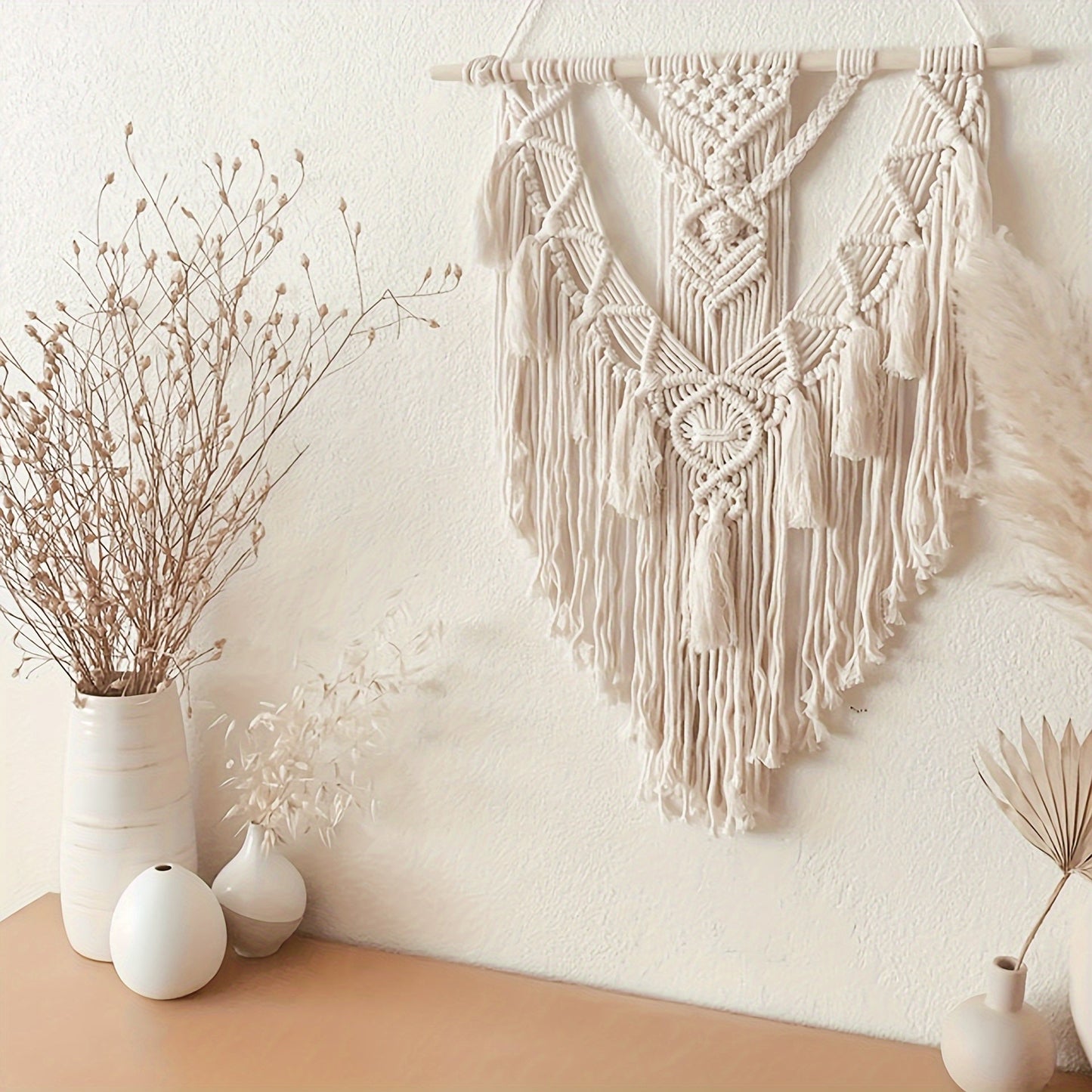 Macrame Wall Hanging | Handwoven Cotton Tapestry with Fringe