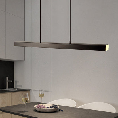 Linear LED Pendant Light | Black or Brown Metal and Acrylic Bar, 31.5 to 59 in | Adjustable Hanging, Dining Room