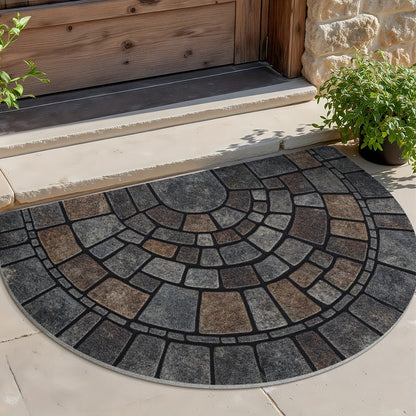 Mosaic Door Mat | Non-Slip Polyester | Semicircle