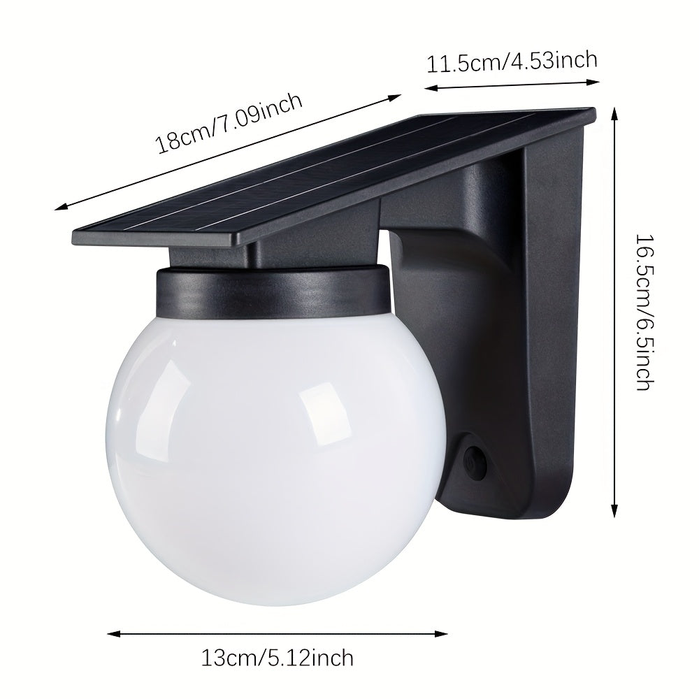 Solar Globe LED Wall Light | IP65 Waterproof, Smart Dusk-to-Dawn Sensor