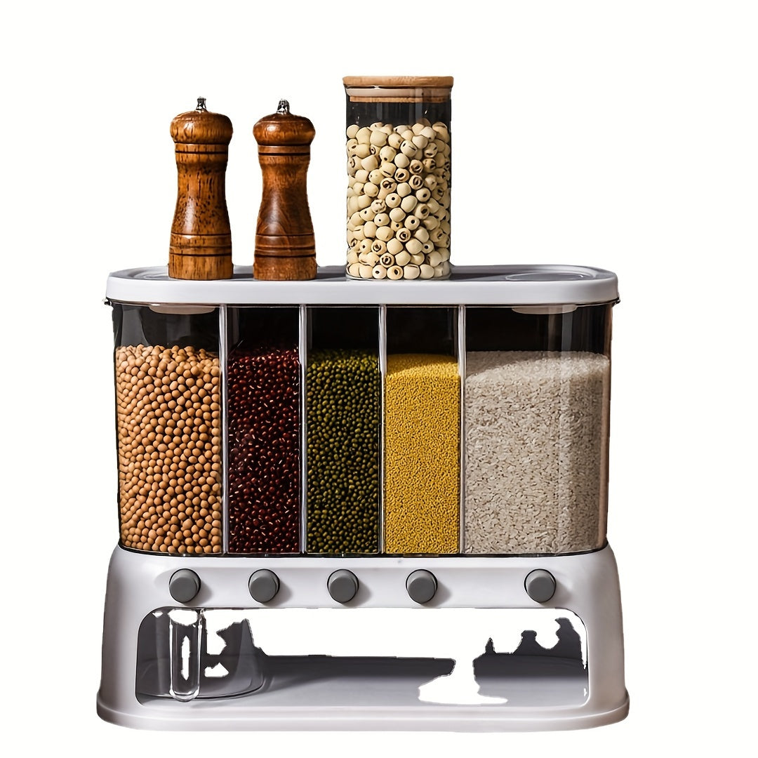 Multi-Compartment Airtight Grain Storage Container | Clear Food-Grade Plastic with Flip-Top Lid