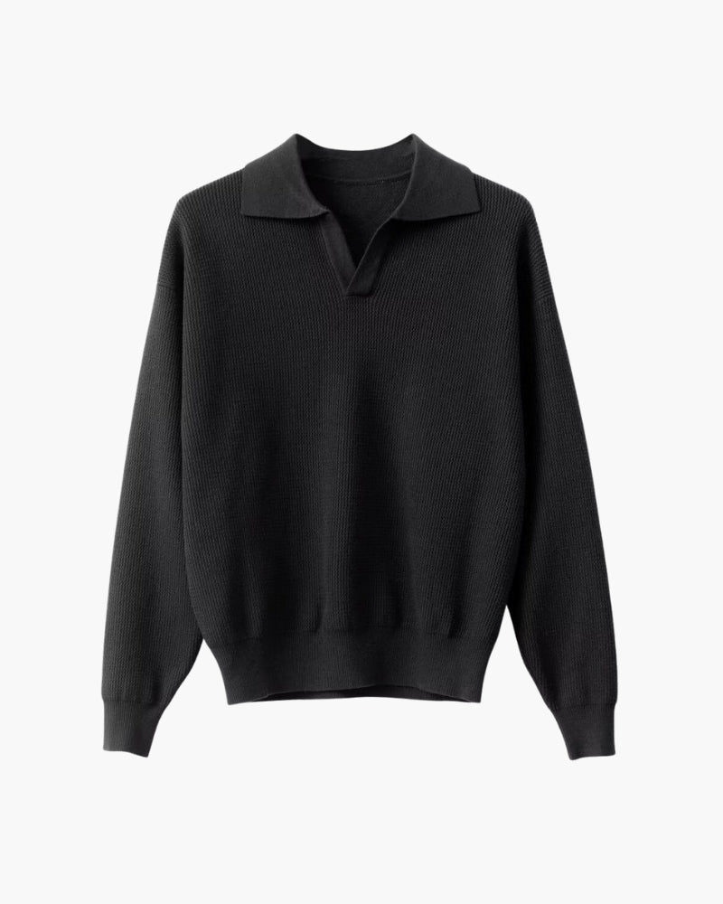Men's Knit Polo Jumper | Textured Soft Knit, Polo Collar, Long Sleeves, Regular Fit | 4 Colours, M to 2XL