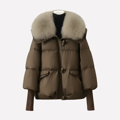Women's Puffer Jacket | Quilted with Detachable Faux Fur Collar, Ribbed Cuffs, Side Pockets | 3 Colours, S to XL