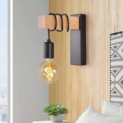 Industrial Wall Sconce | Metal and Wood Design