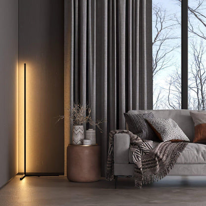 LED Corner Floor Lamp | 56 or 63 in Aluminum Light Bar, RGB or Tunable White | Remote Dimming, Black or White