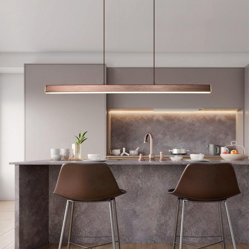 Linear LED Pendant Light | Black or Brown Metal and Acrylic Bar, 31.5 to 59 in | Adjustable Hanging, Dining Room
