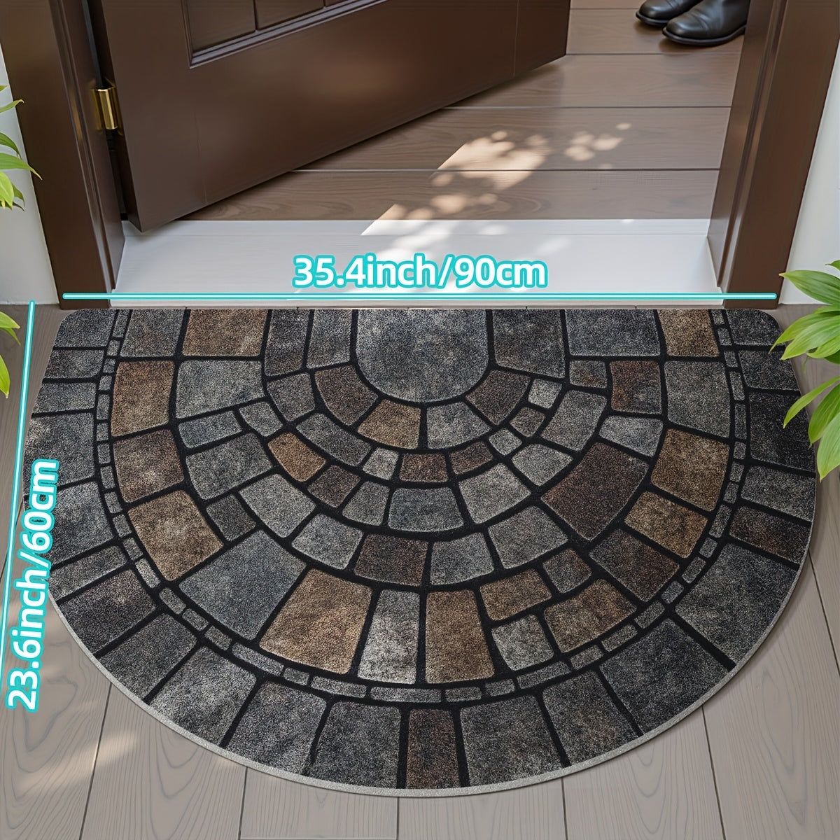 Mosaic Door Mat | Non-Slip Polyester | Semicircle