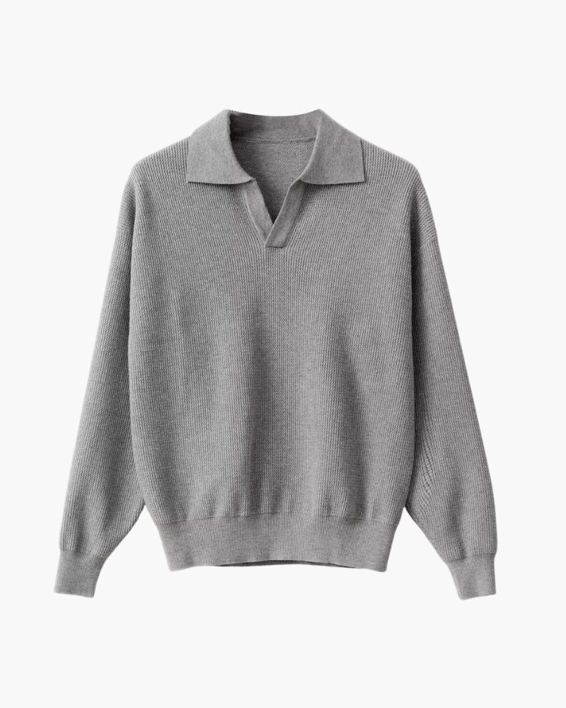 Men's Knit Polo Jumper | Textured Soft Knit, Polo Collar, Long Sleeves, Regular Fit | 4 Colours, M to 2XL