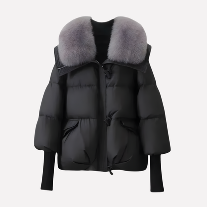 Women's Puffer Jacket | Quilted with Detachable Faux Fur Collar, Ribbed Cuffs, Side Pockets | 3 Colours, S to XL