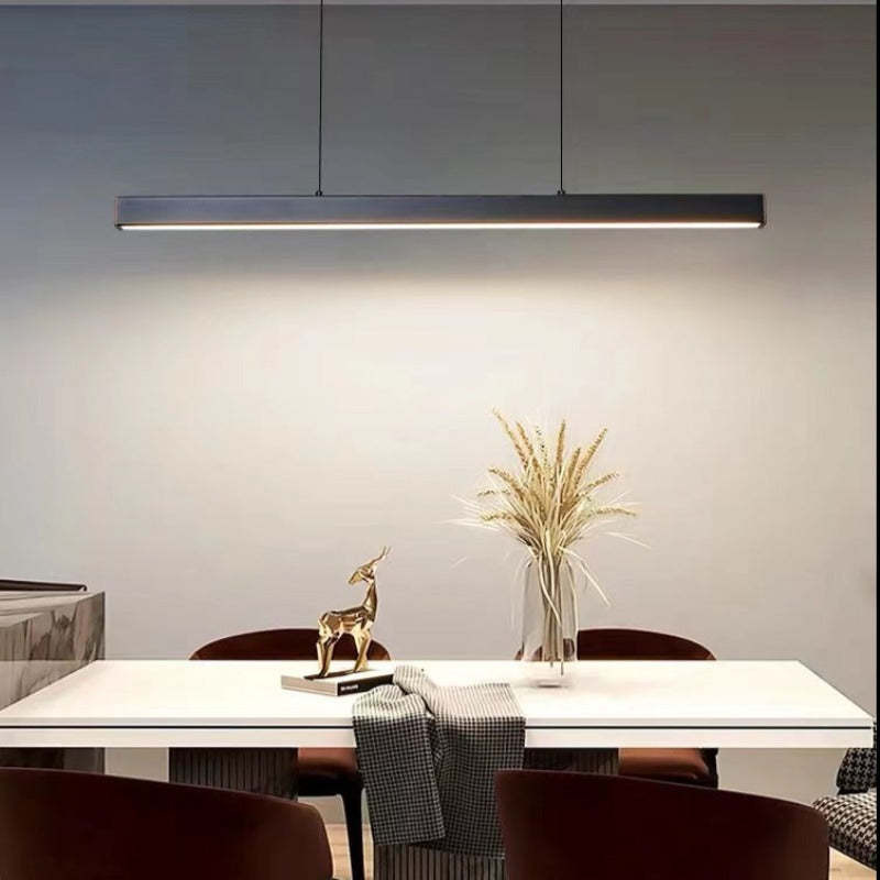 Linear LED Pendant Light | Black or Brown Metal and Acrylic Bar, 31.5 to 59 in | Adjustable Hanging, Dining Room