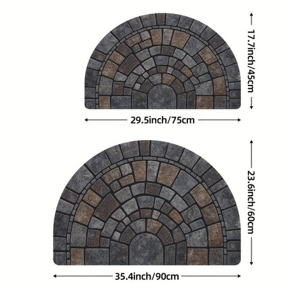 Mosaic Door Mat | Non-Slip Polyester | Semicircle