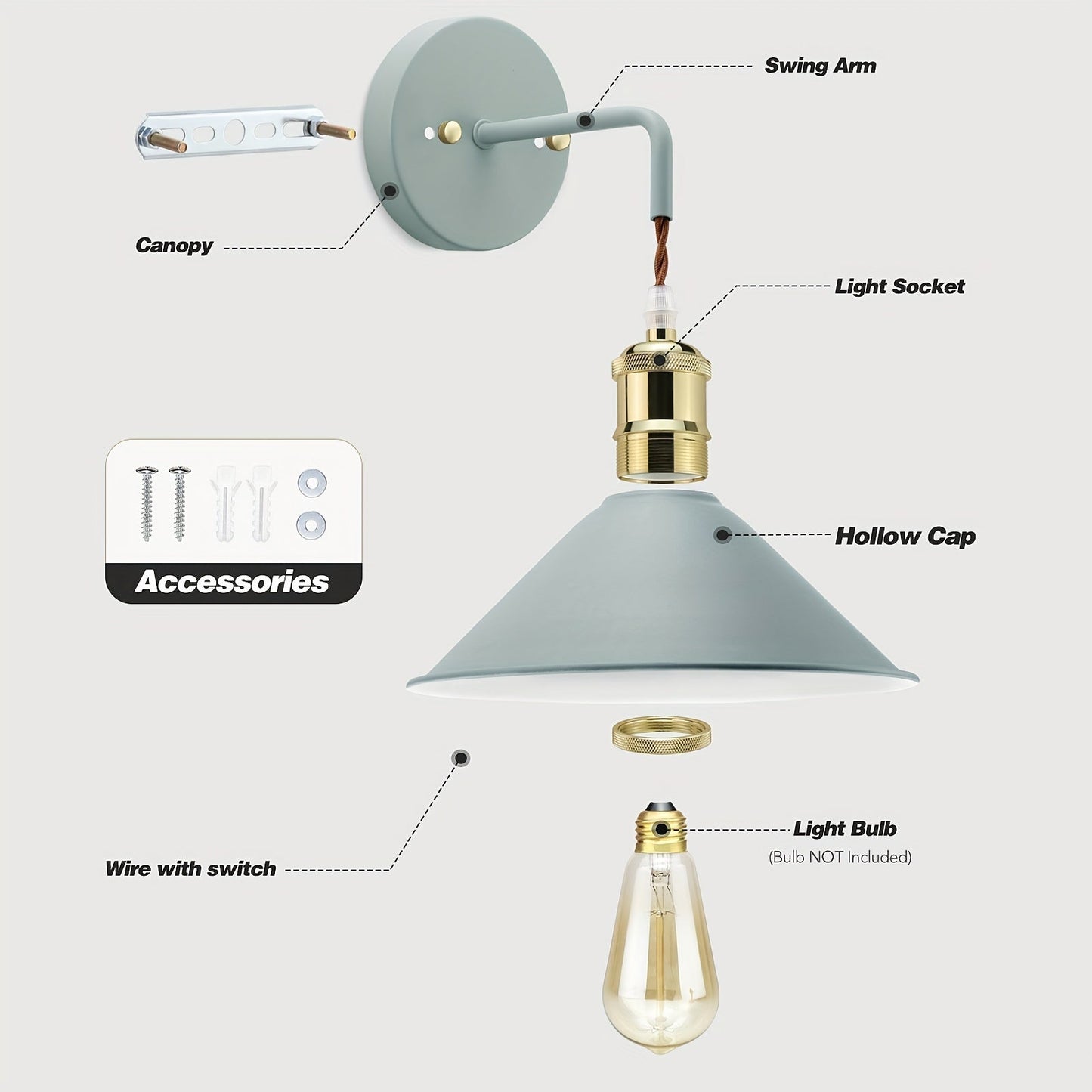 Wall Sconce Light | Industrial Metal Fixture with Oil-Rubbed Finish