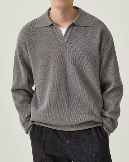 Men's Knit Polo Jumper | Textured Soft Knit, Polo Collar, Long Sleeves, Regular Fit | 4 Colours, M to 2XL