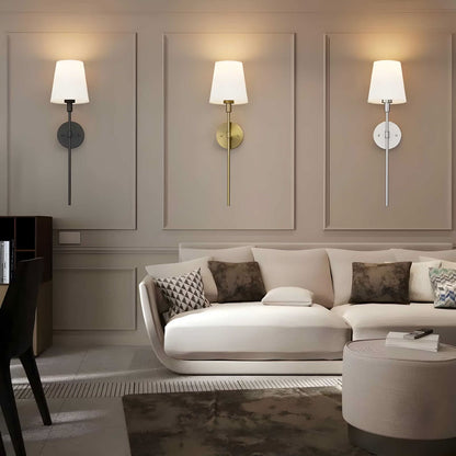 Fabric Shade Wall Sconces, Set of 2 | Rechargeable LED Bulbs with Remote | Stick-On or Screw Mount, 3 Finishes