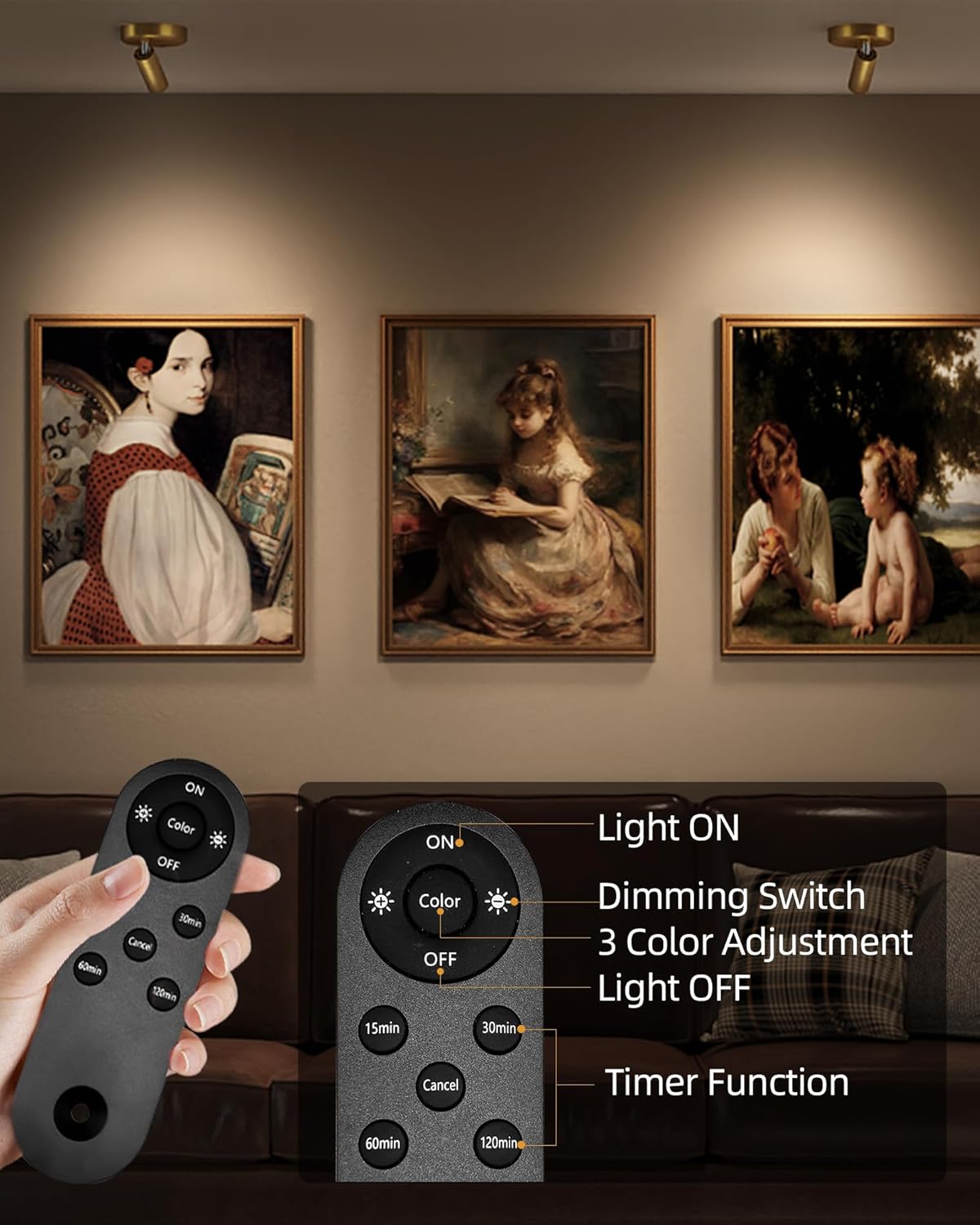 Wireless Accent Spotlight | Rechargeable RGB LED Art Light, 5500mAh | Remote & Touch, Magnetic Mount, 1, 2 or 4