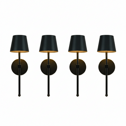 Rechargeable Wall Sconces | Metal Cone Shade, 5200mAh, USB-C | Touch & Remote Dimming, 3 Colors, Set of 2 or 4