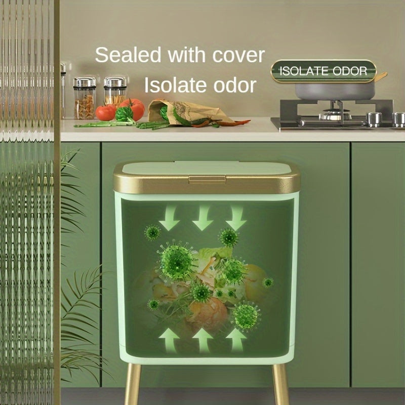 Odour-Sealing Trash Can 15L | Modern Slim Design with Elevated Legs